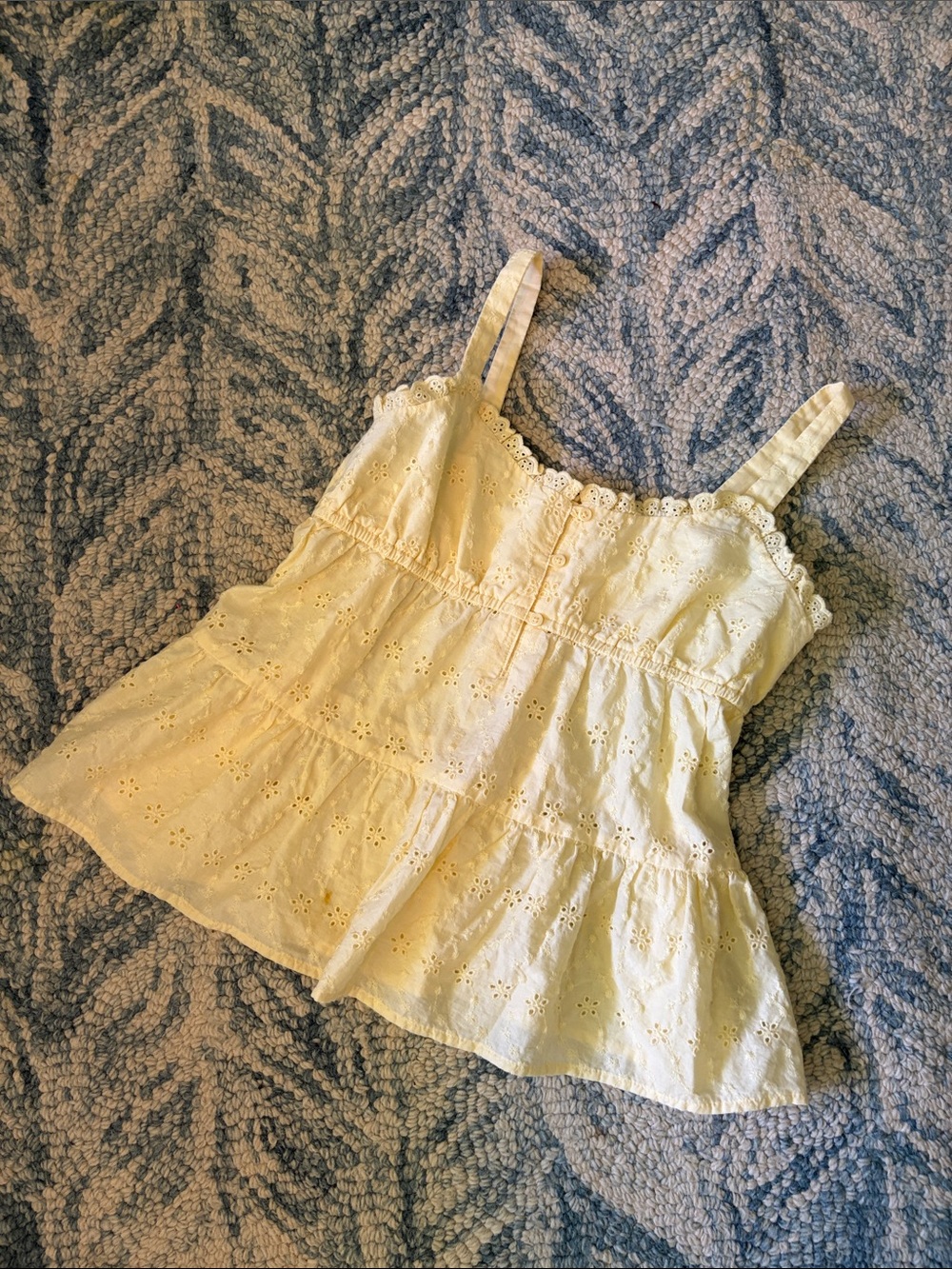 GAP Girls Yellow Eyelet Ruffle Tank Top 💛